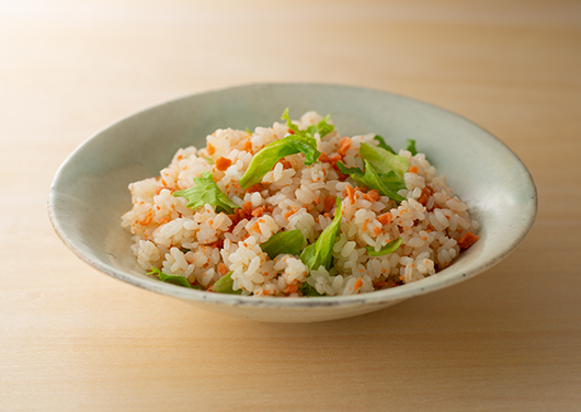 野菜だしのだし炊きごはん　鮭とレタス